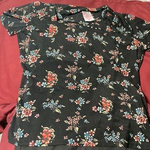 Black T-shirt, Inc  under floral, flowy shirt